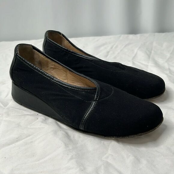 RANGONI WOMENS BLACK LOW WEDGE FLATS FTL-04-047 - Picture 1 of 6
